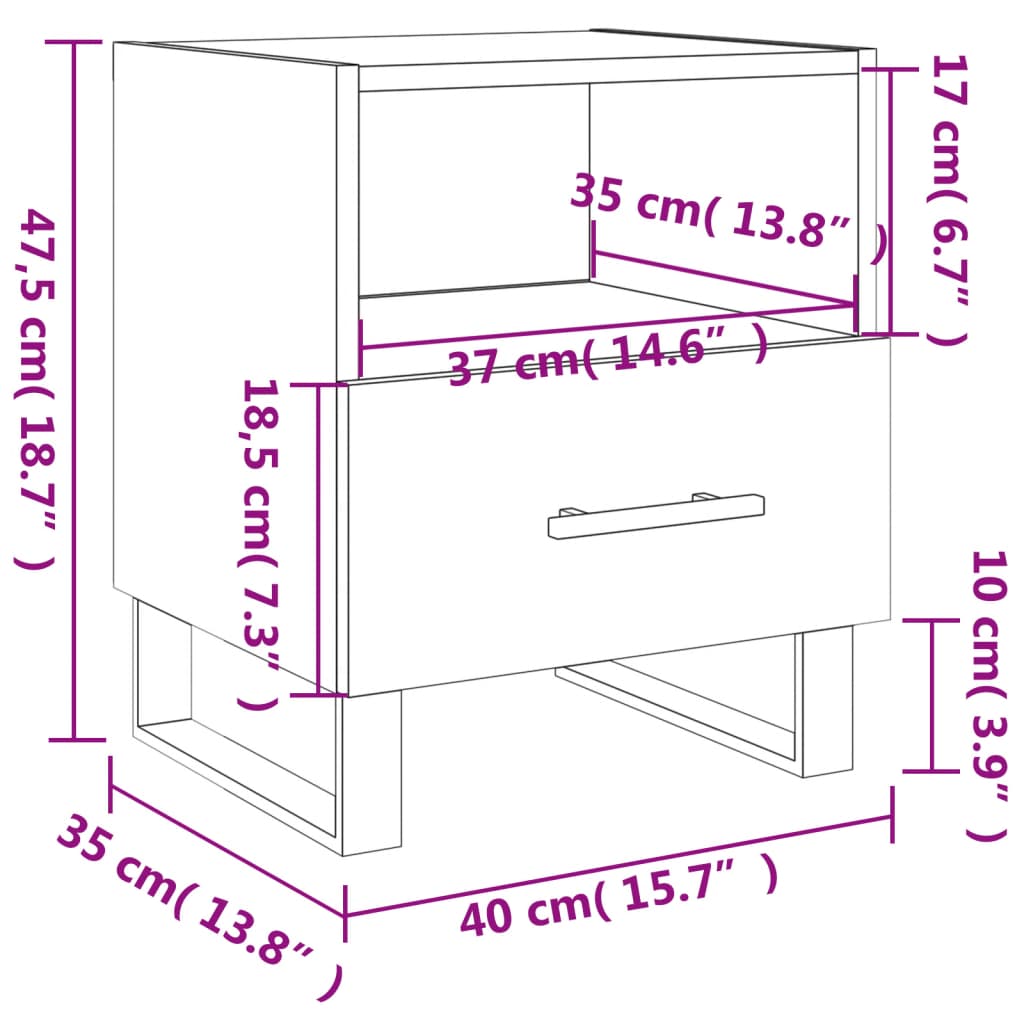 vidaXL Nočné stolíky 2 ks betónovo sivé 40x35x47,5 cm kompozitné drevo