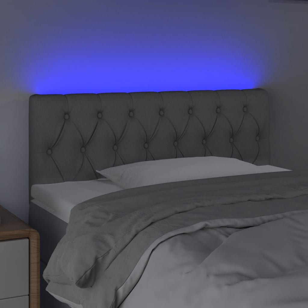 vidaXL Čelo postele s LED bledosivé 90x7x78/88 cm látka