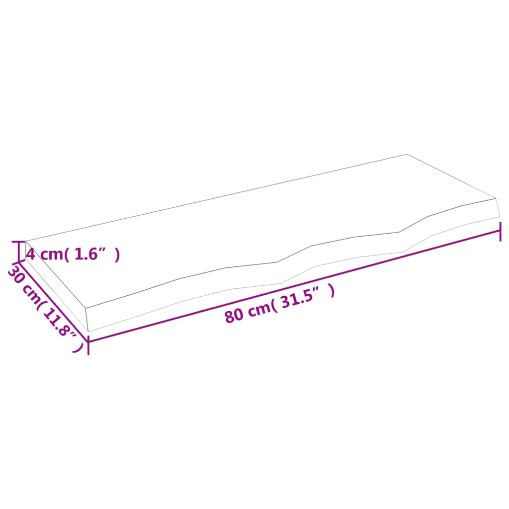 vidaXL Kúpeľňová doska bledohnedá 80x30x(2-4) cm ošetrený masív