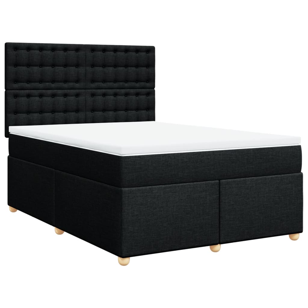 vidaXL Posteľný rám boxspring s matracom čierny 140x200 cm látka