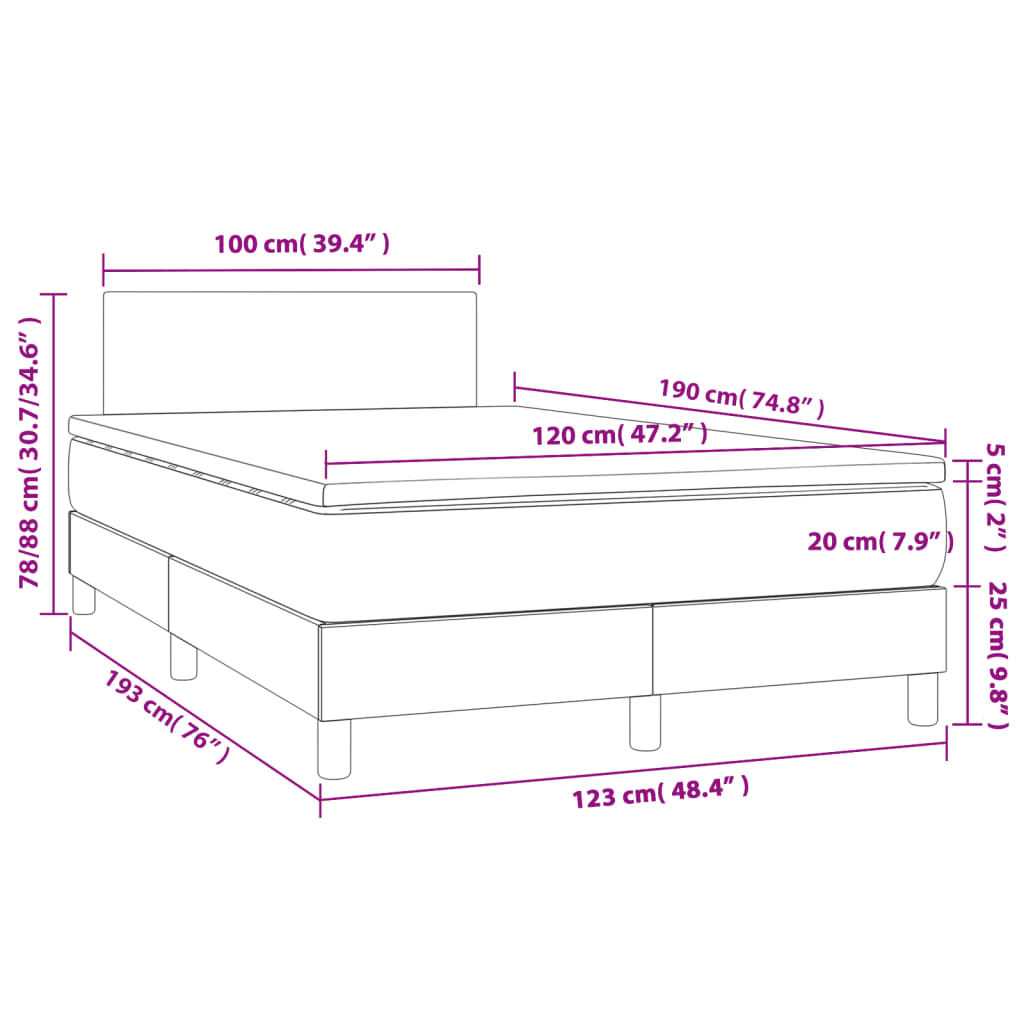 vidaXL Boxspring posteľ s matracom modrá 120x190 cm látka