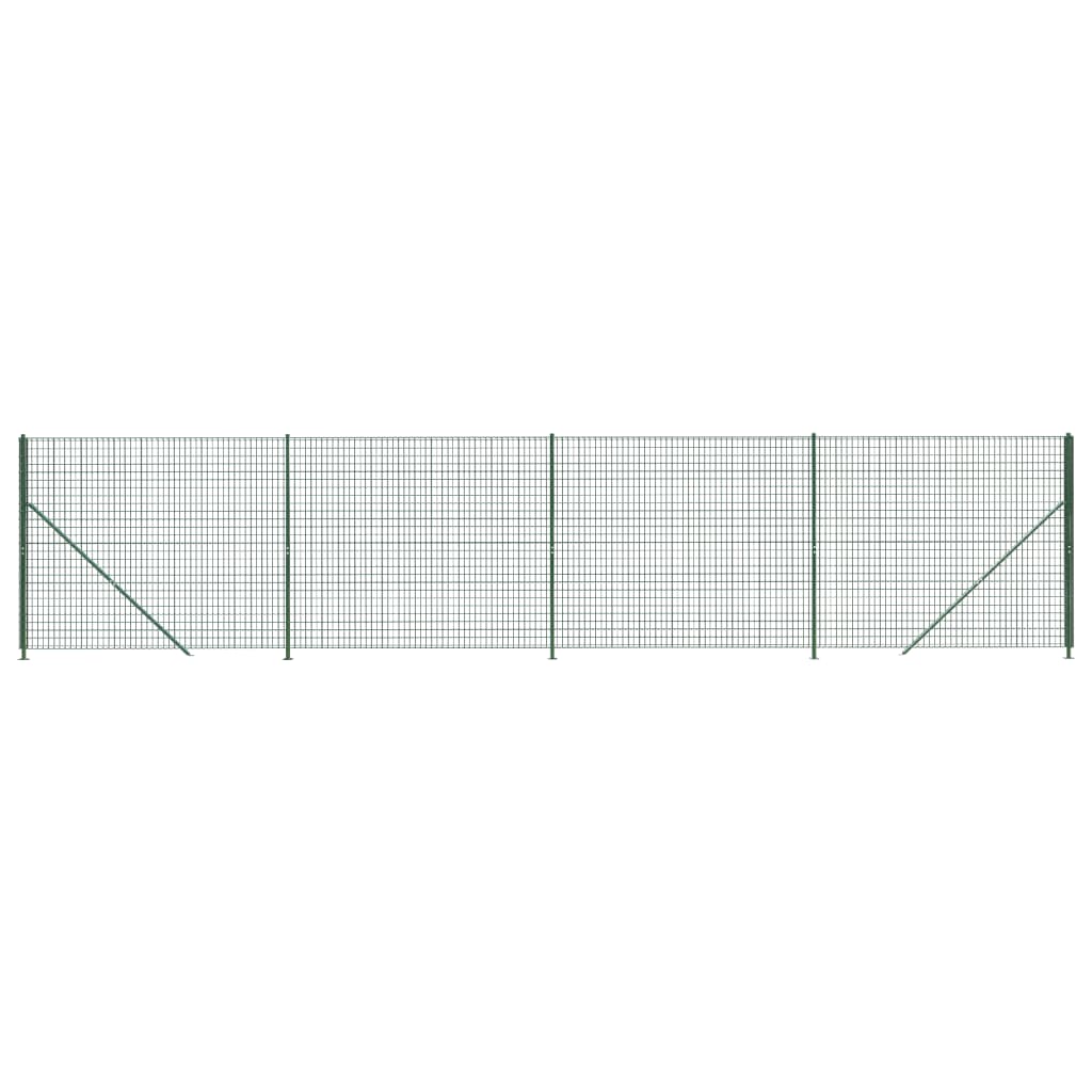 vidaXL Drôtený plot s pätkami zelený 1,4x10 m