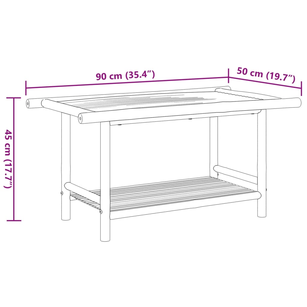 vidaXL Konferenčný stolík 90x50x45 cm bambus