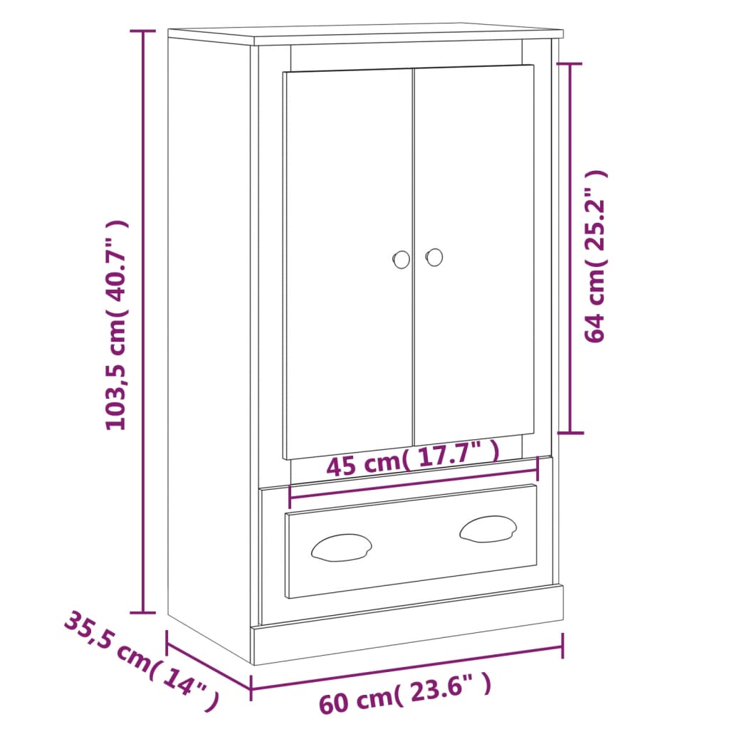 vidaXL Vysoká skrinka lesklá biela 60x35,5x103,5 cm kompozitné drevo