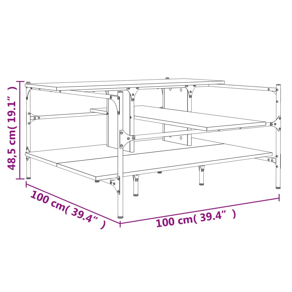 vidaXL Konferenčný stolík čierny 100x100x48,5 cm kompozitné drevo