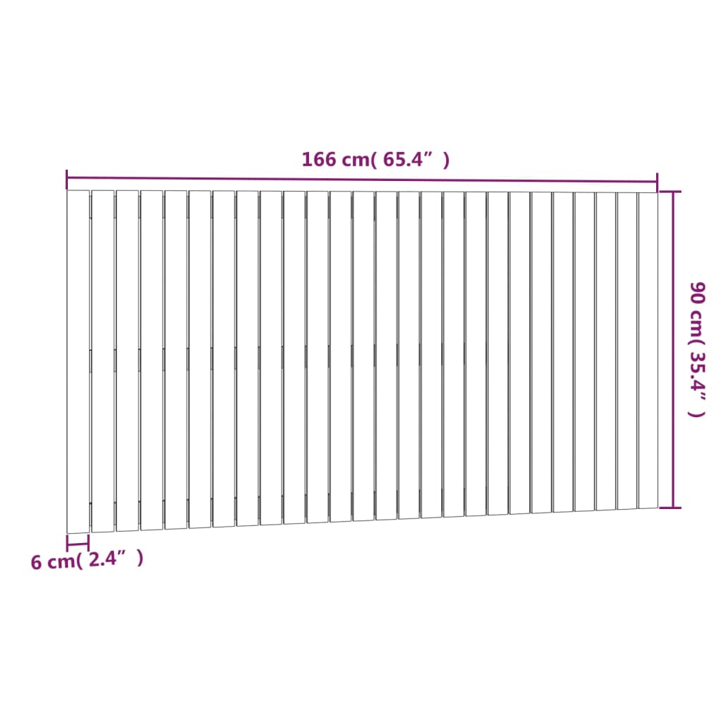 vidaXL Nástenné čelo postele medovohnedé 166x3x90 cm masívna borovica