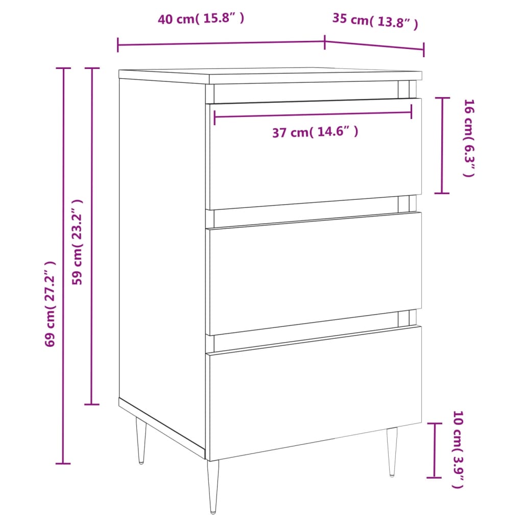 vidaXL Nočné stolíky 2 ks čierne 40x35x69 cm kompozitné drevo