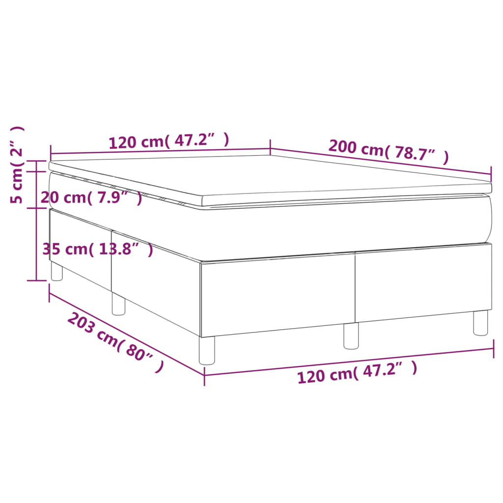 vidaXL Posteľný rám boxspring s matracom čierny 120x200 cm zamat