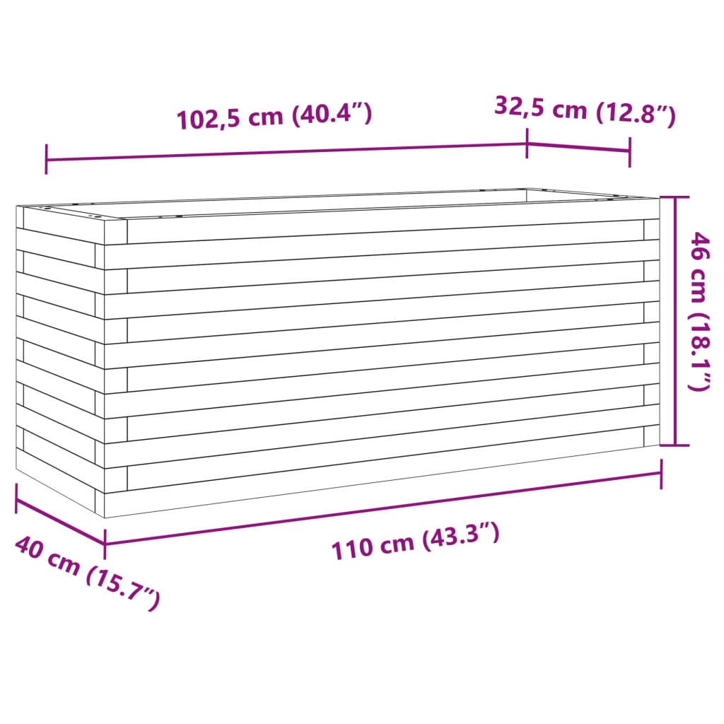 vidaXL Záhradný kvetináč 110x40x46 cm impregnovaná borovica