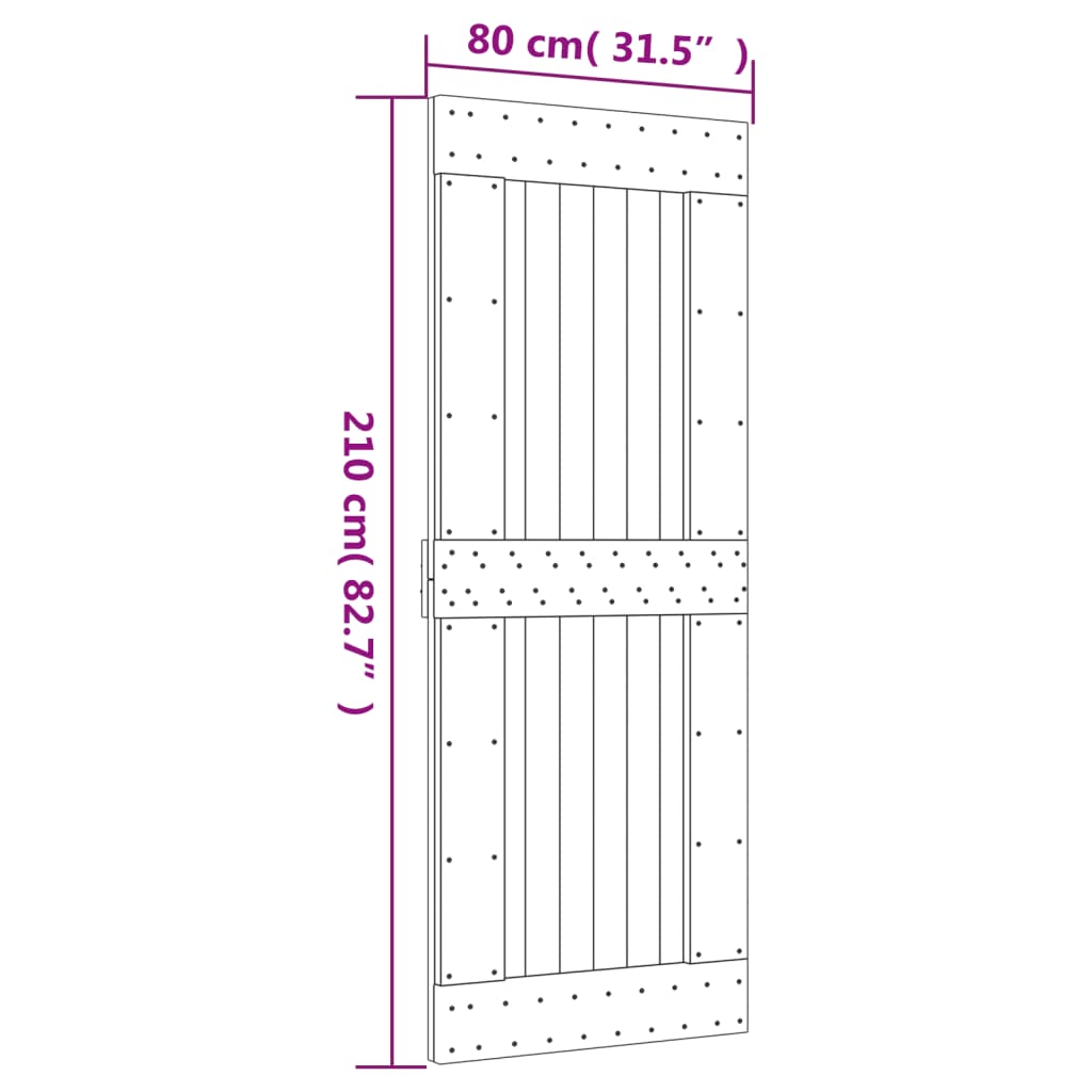 vidaXL Posuvné dvere so sadou kovania 80x210 cm borovicový masív