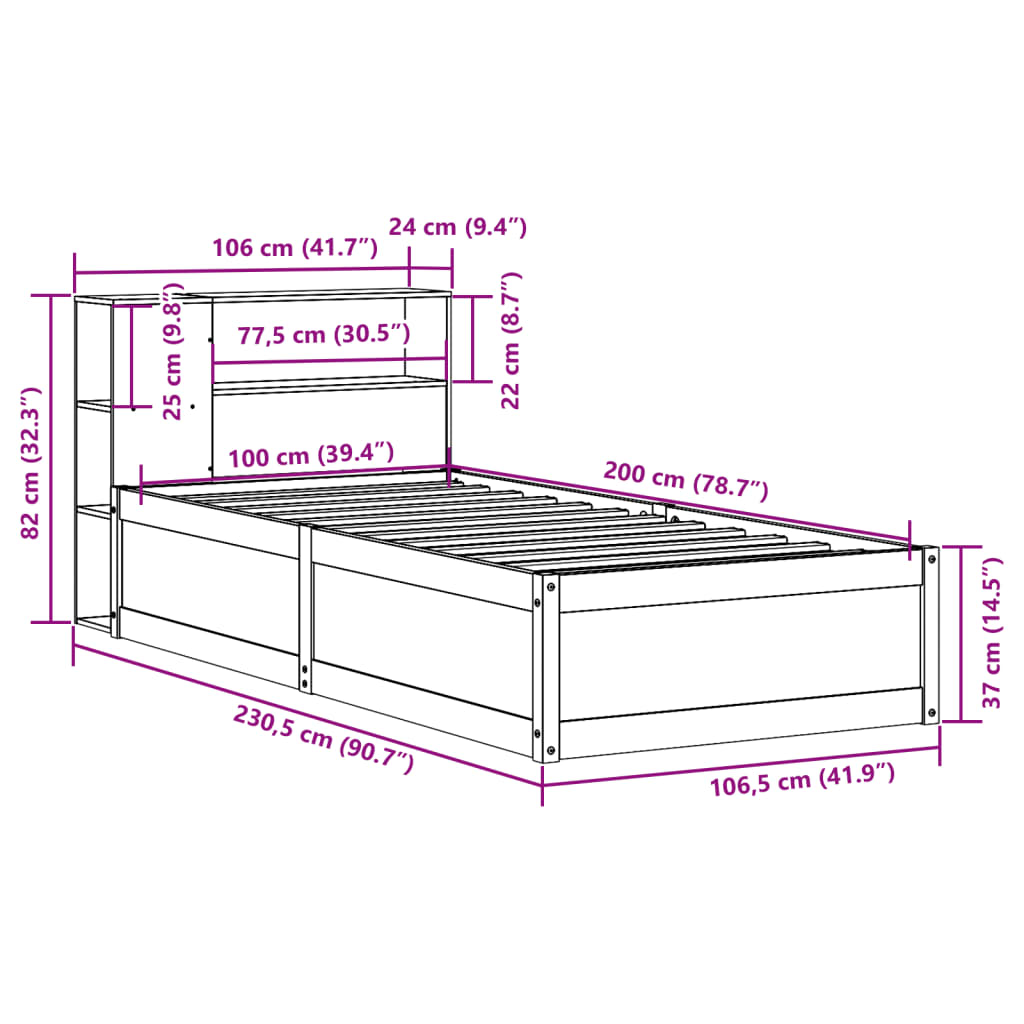 vidaXL Posteľ bez matraca biela 100x200 cm borovicový masív