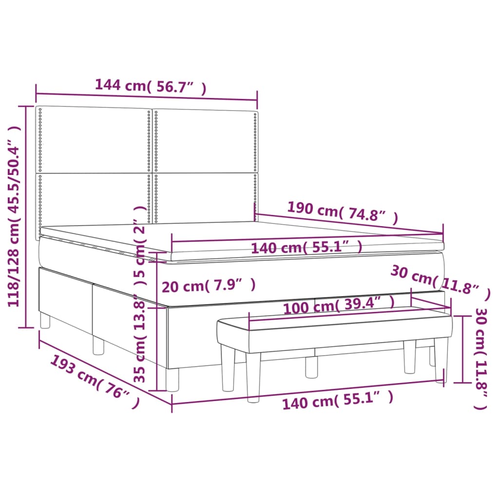 vidaXL Boxspring posteľ s matracom kapučínová 140x190 cm umelá koža