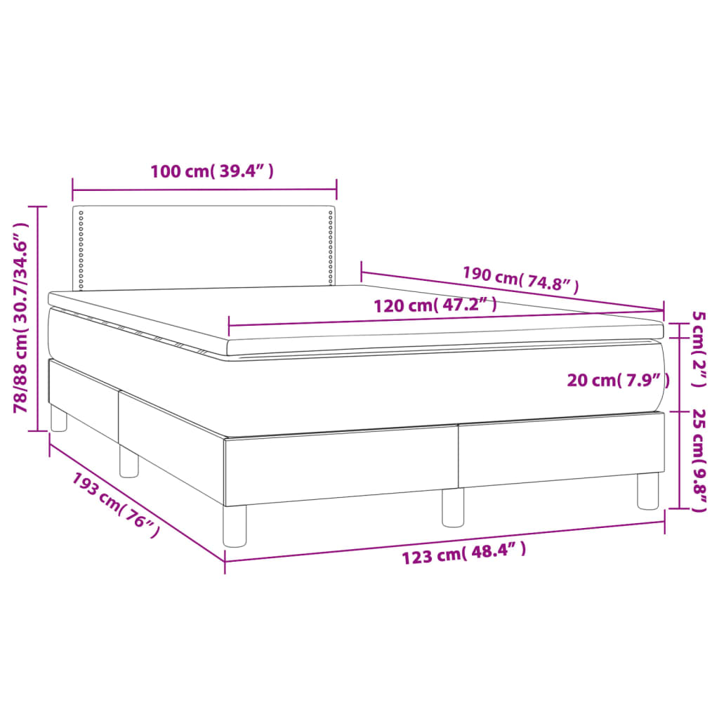 vidaXL Boxspring posteľ s matracom sivá 120x190 cm umelá koža