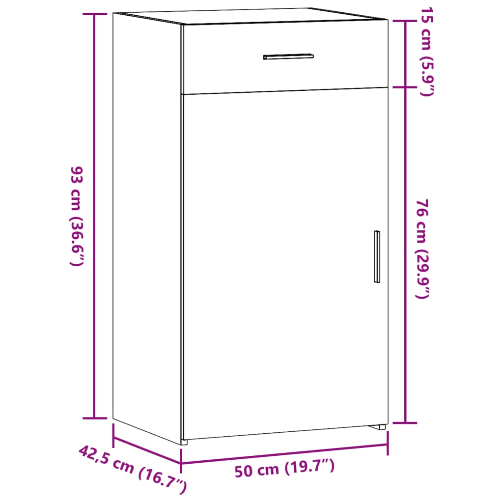 vidaXL Komoda hnedý dub 50x42,5x93 cm kompozitné drevo