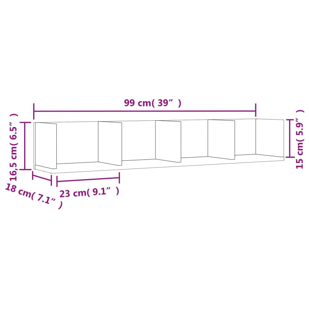 vidaXL Nástenné skrinky 2 ks hnedý dub 99x18x16,5 cm kompozitné drevo