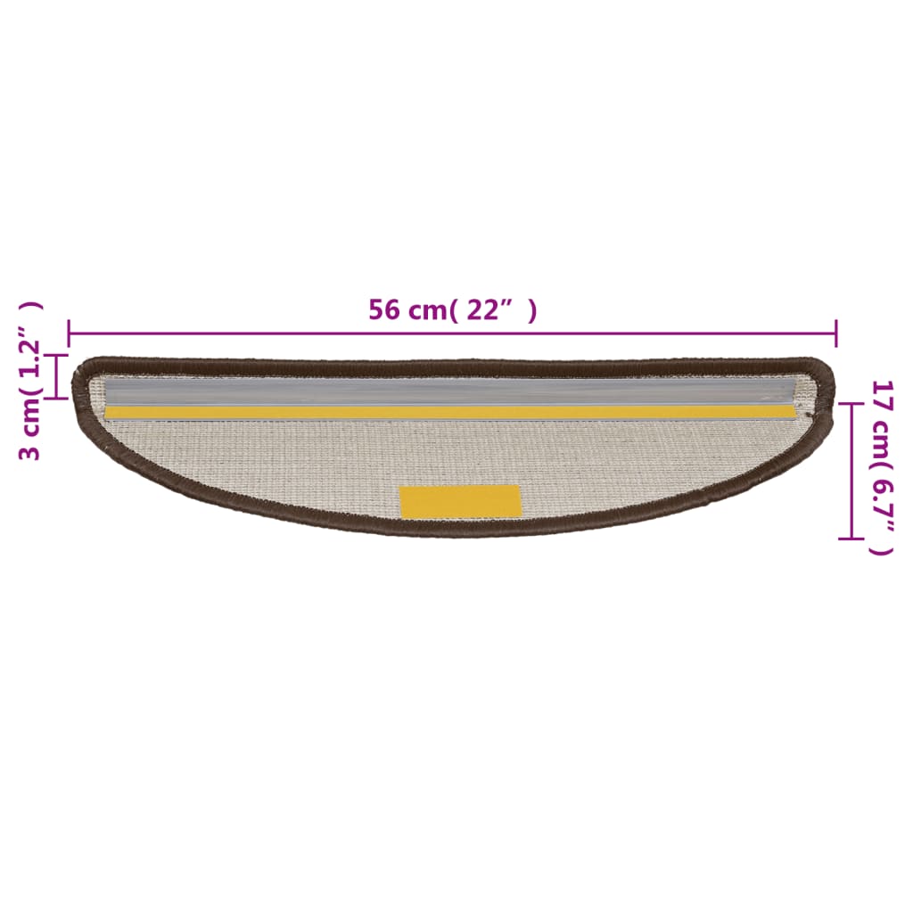 vidaXL Nášľapy na schody 10 ks 56x17x3 cm hnedé