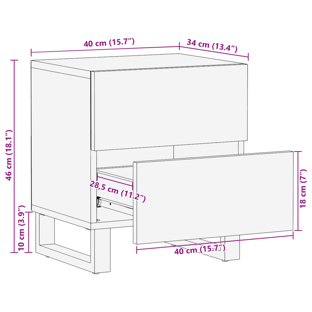 vidaXL Nočné stolíky 2 ks 40x34x46 cm surové masívne mango