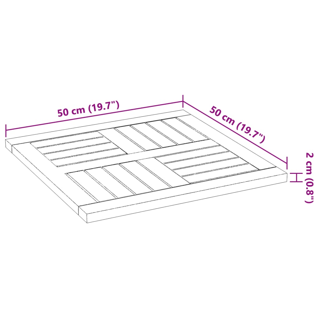 vidaXL Stolová doska 50x50x2 cm štvorec masívna akácia