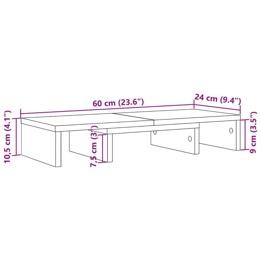 vidaXL Stojan na monitor staré drevo 60x24x10,5 cm kompozitné drevo