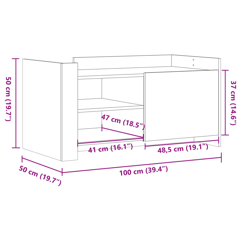 vidaXL Konferenčný stolík sivý sonoma 100x50x50 cm kompozitné drevo