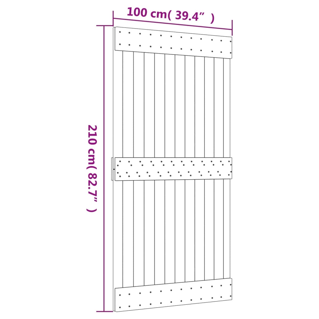 vidaXL Posuvné dvere so sadou kovania 100x210 cm borovicový masív