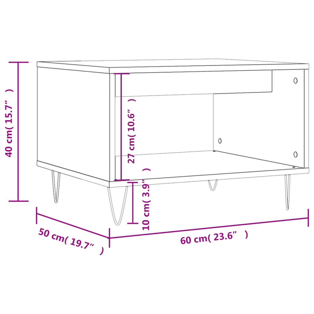 vidaXL Konferenčný stolík sivý dub sonoma 60x50x40cm spracované drevo