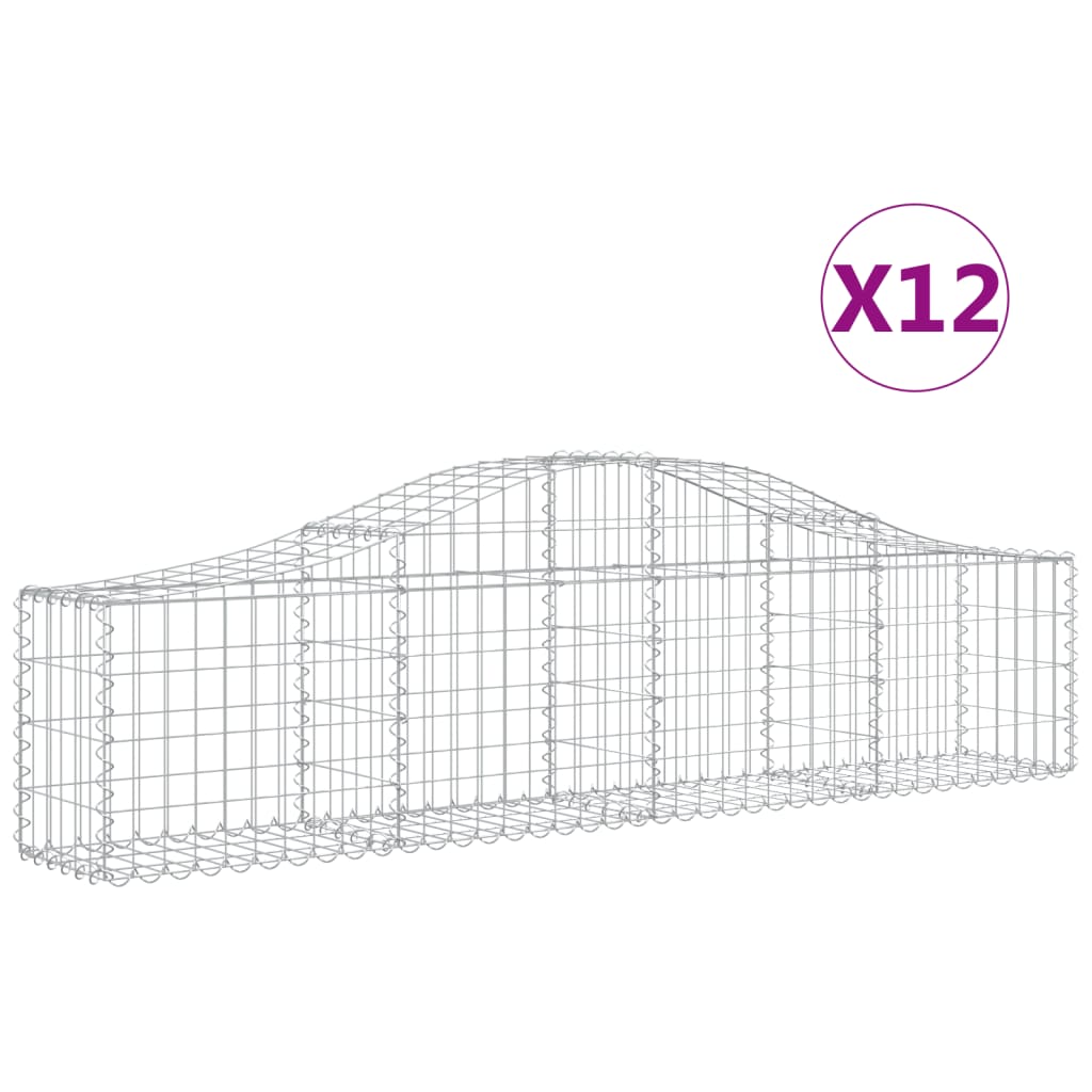 vidaXL Oblúkový gabionový kôš 12 ks 200x30x40/60 cm pozinkované železo