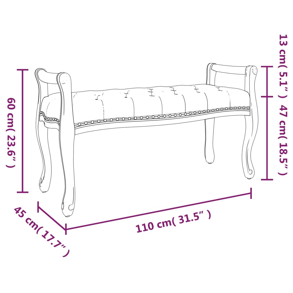 vidaXL Lavička modrá 110x45x60 cm zamat