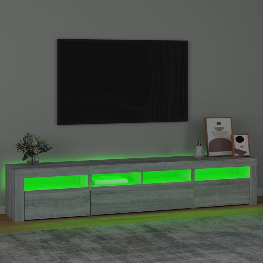 vidaXL TV skrinka s LED svetlami sivá sonoma 210x35x40 cm