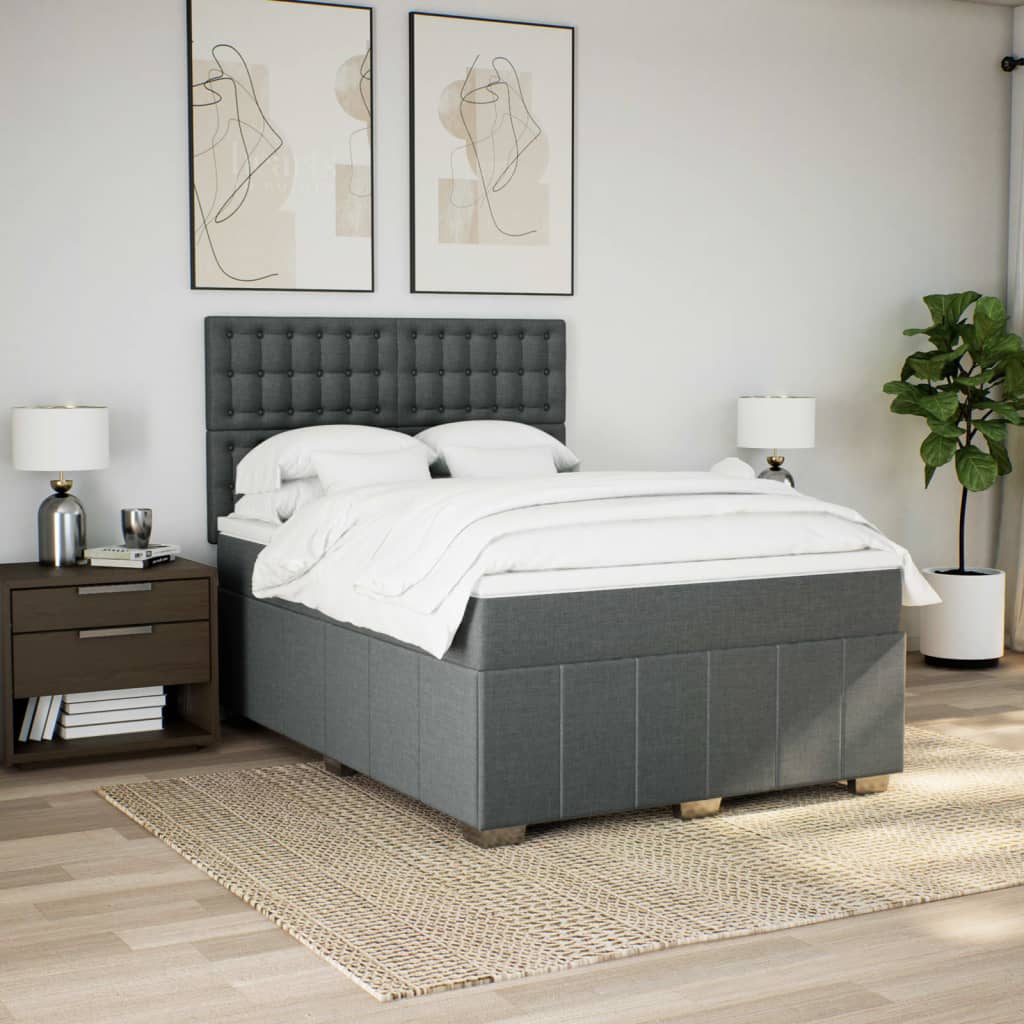 vidaXL Boxspring posteľ s matracom tmavosivá 140x200 cm látka