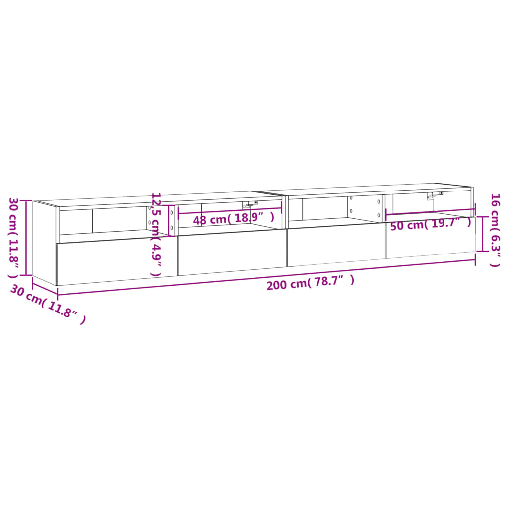 vidaXL TV nástenné skrinky 2 ks hnedý dub 100x30x30cm kompozitné drevo