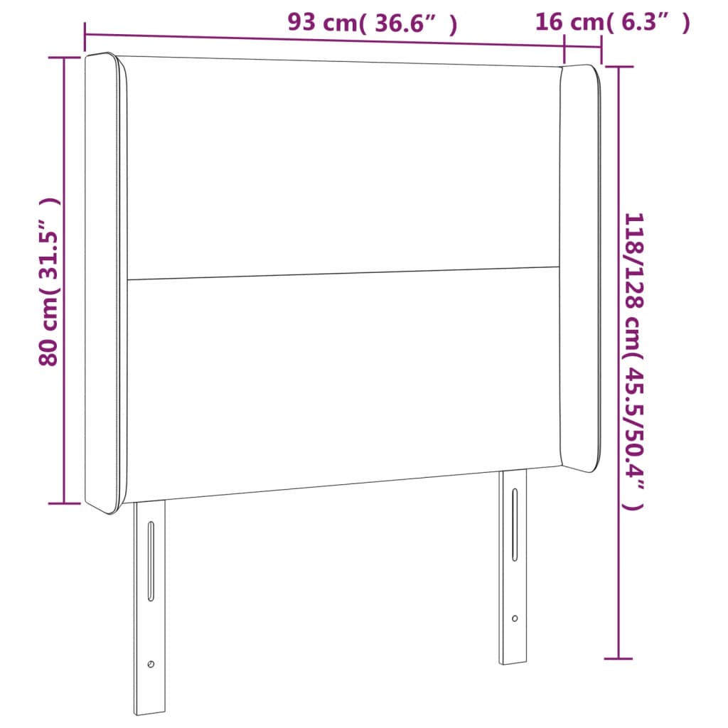 vidaXL Čelo postele s LED tmavohendé 93x16x118/128 cm látka