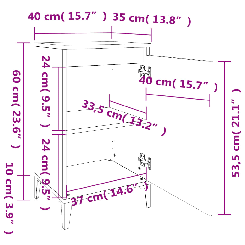 vidaXL Nočné stolíky 2ks vysoký lesk biele 40x35x70cm spracované drevo