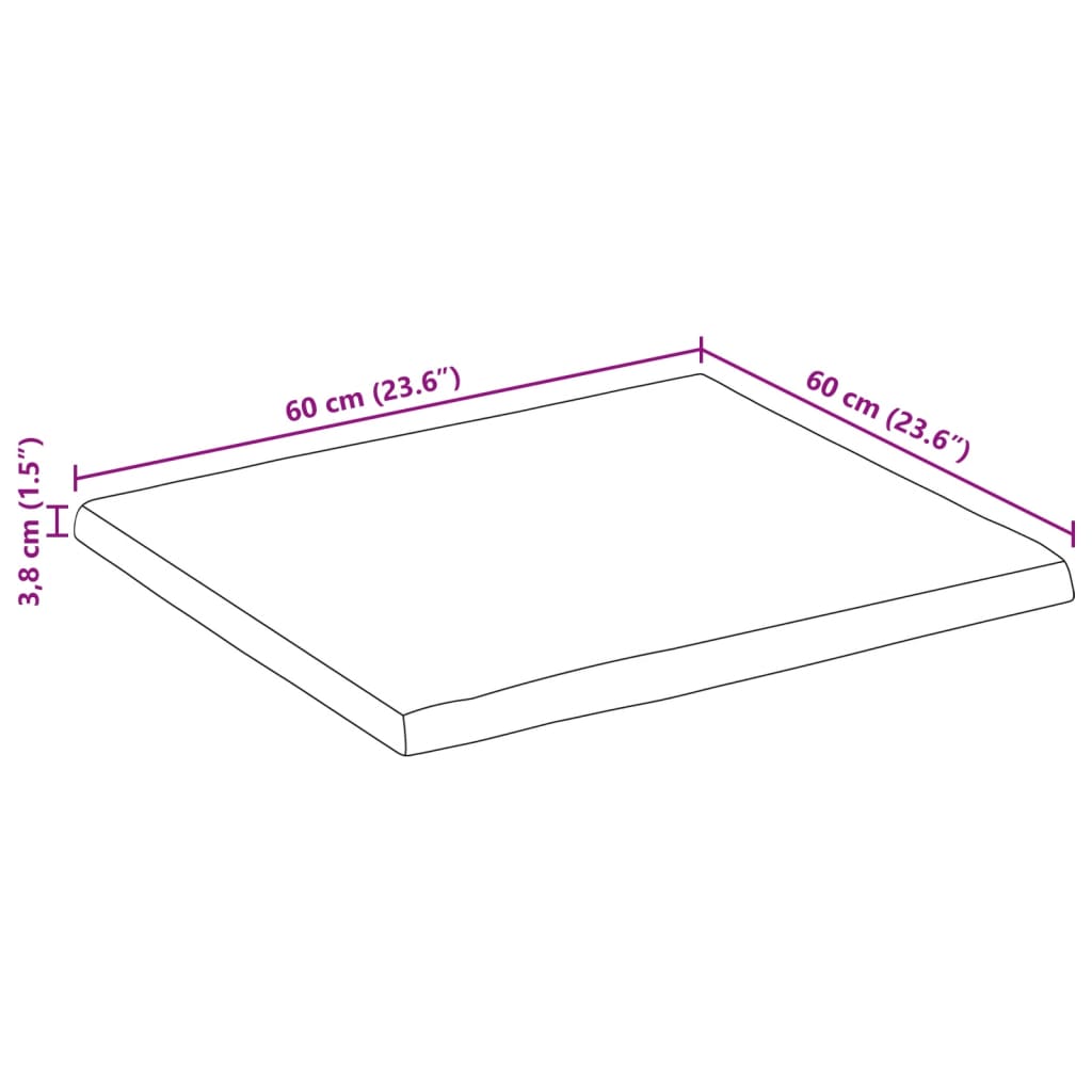 vidaXL Stolová doska 60x60x3,8 cm živý okraj masívne mango