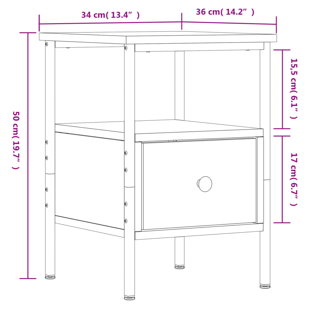 vidaXL Nočné stolíky 2 ks čierne 34x36x50 cm kompozitné drevo