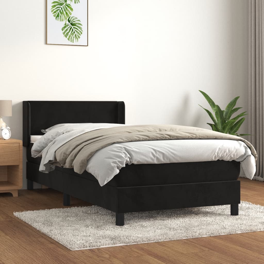 vidaXL Posteľný rám boxspring s matracom čierny 80x200 cm zamat