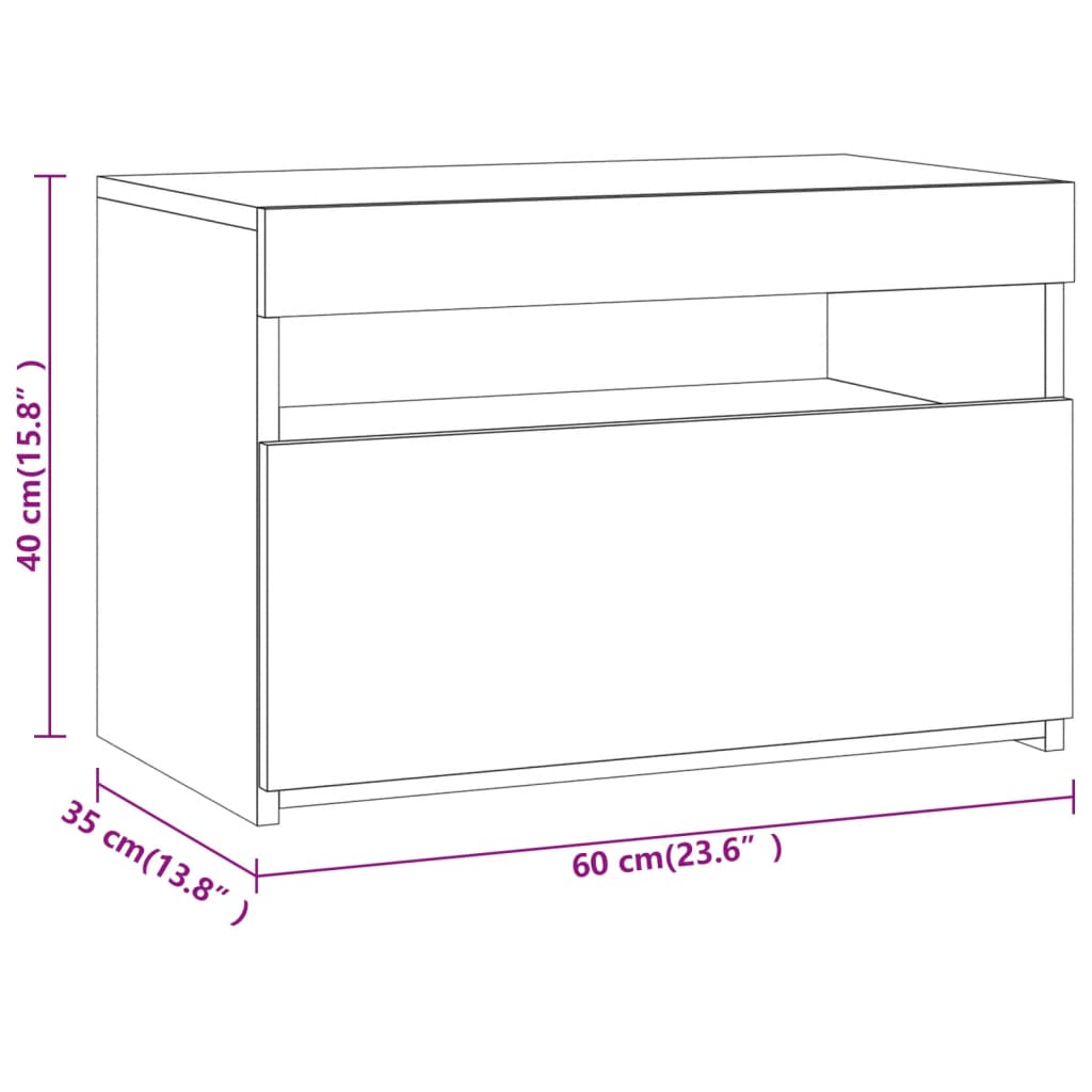 vidaXL Nočné stolíky s LED svetlami sivá sonoma 60x35x40 cm