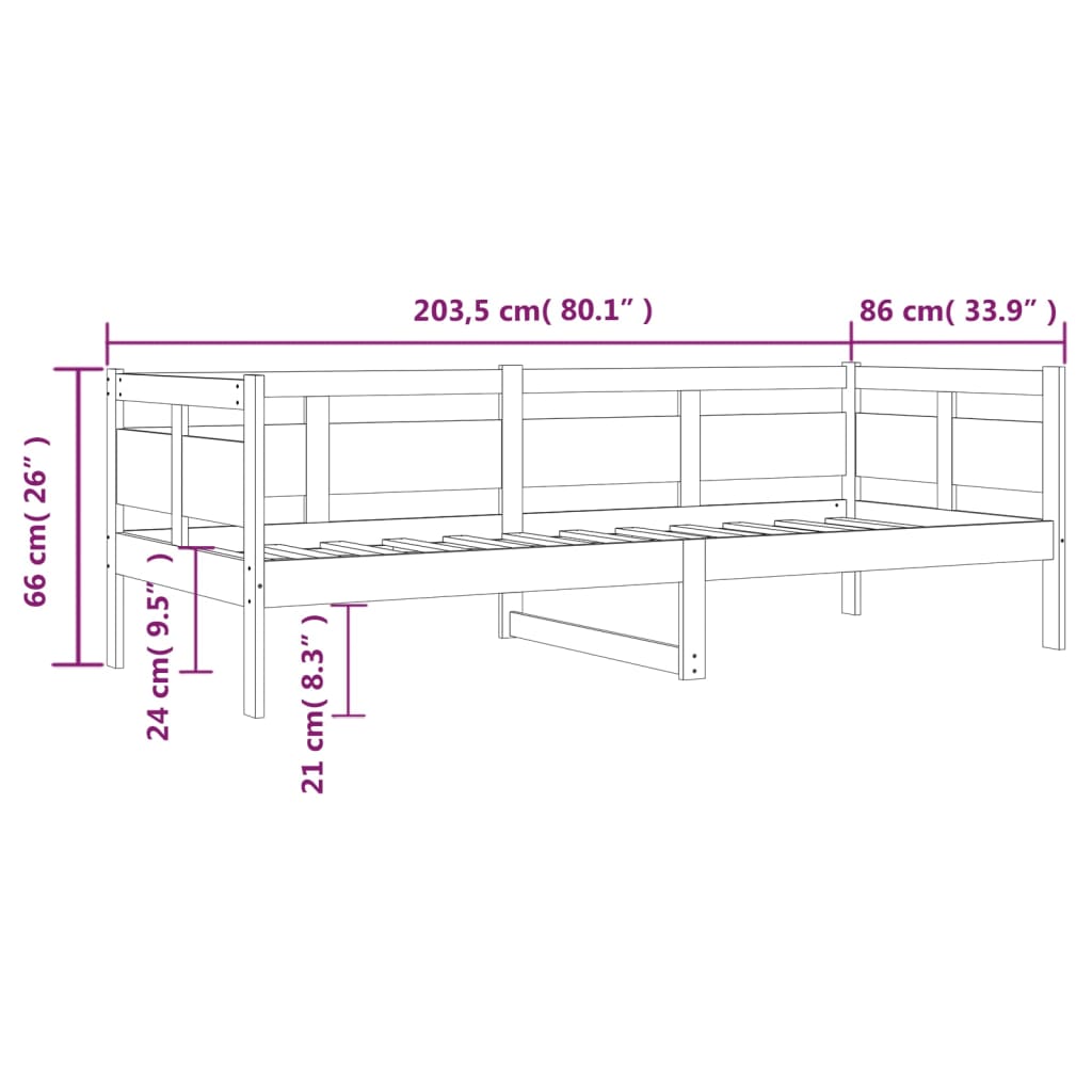 vidaXL Denná posteľ masívna borovica 80x200 cm