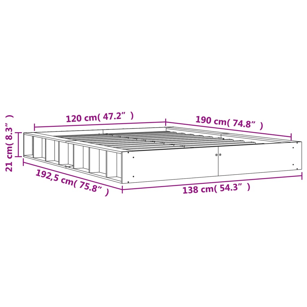 vidaXL Posteľ bez matraca voskovo hnedá 120x190 cm masívna borovica