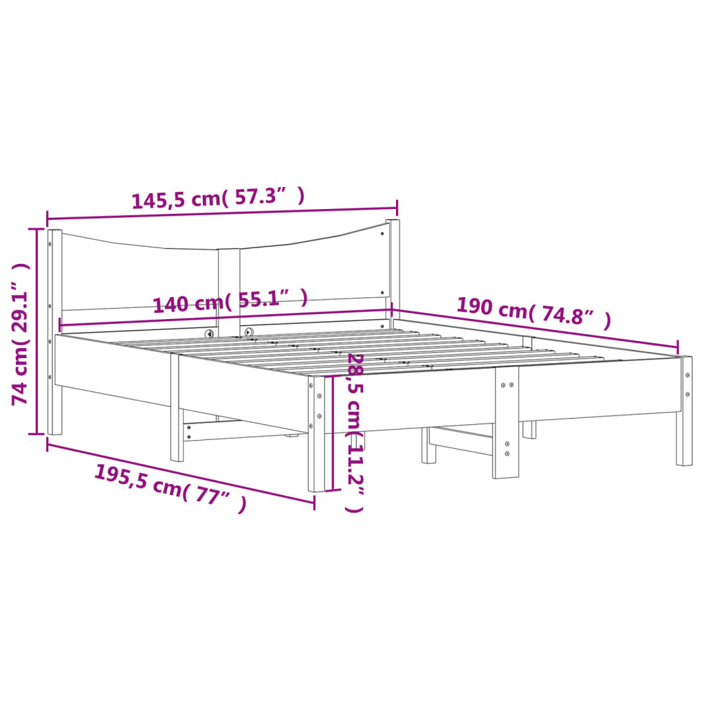 vidaXL Posteľ bez matraca biela 140x190 cm masívna borovica