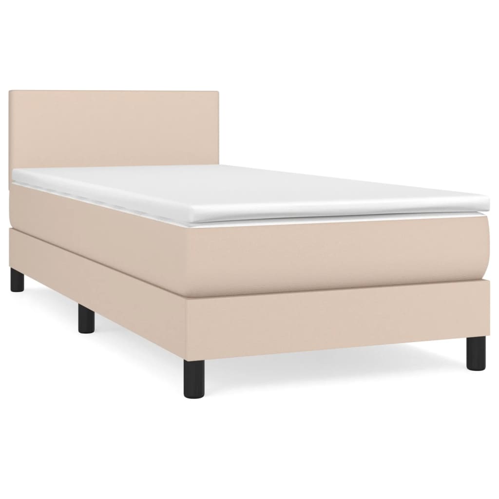 vidaXL Boxspring posteľ s matracom kapučínová 100x200 cm umelá koža