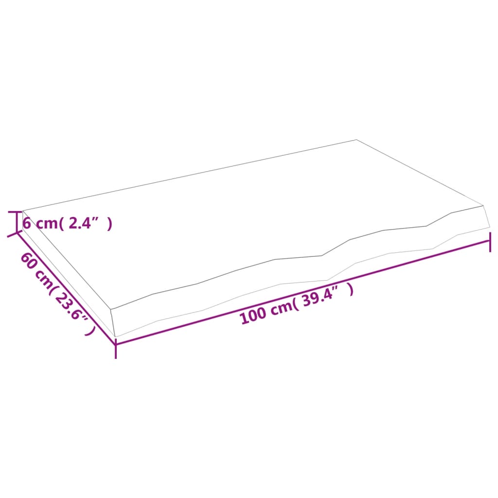 vidaXL Kúpeľňová doska tmavohnedá 100x60x(2-6) cm ošetrený masív