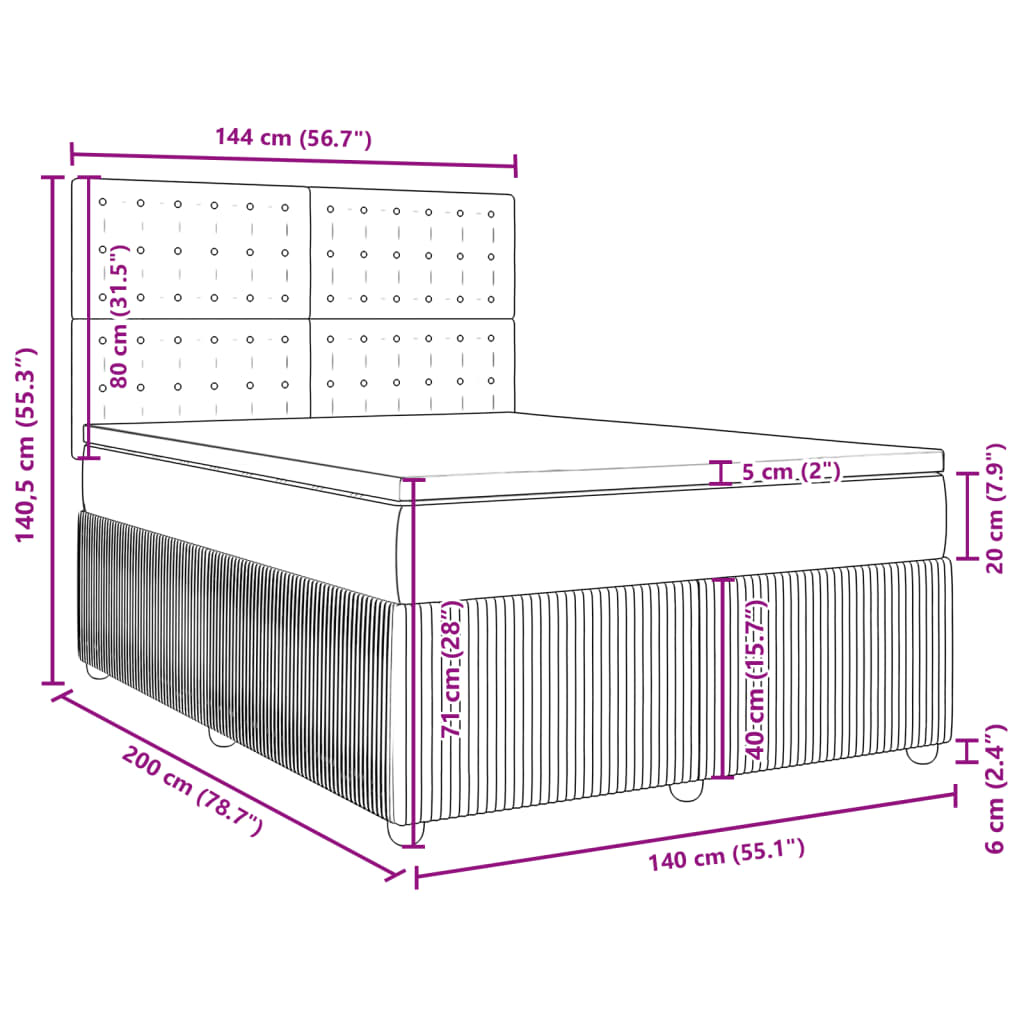 vidaXL Boxspring posteľ s matracom bledosivá 140x200 cm látka