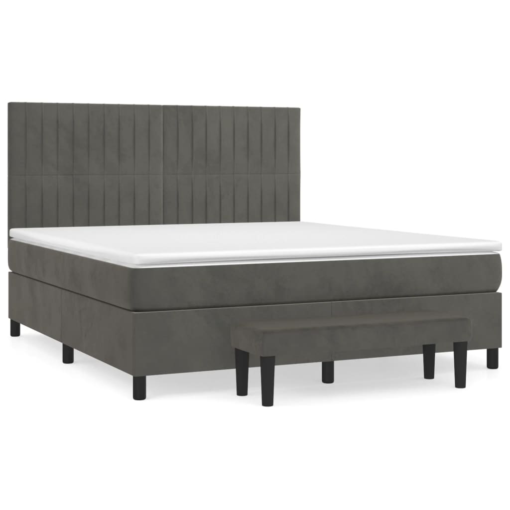 vidaXL Posteľný rám boxspring s matracom tmavosivý 160x200 cm zamat