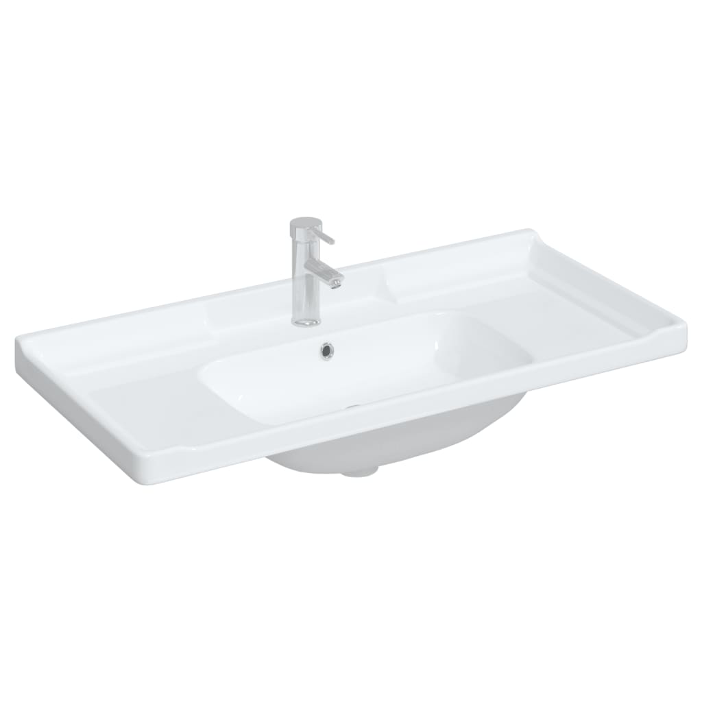 vidaXL Kúpeľňové umývadlo biele 100x48x23 cm obdĺžnikové keramické