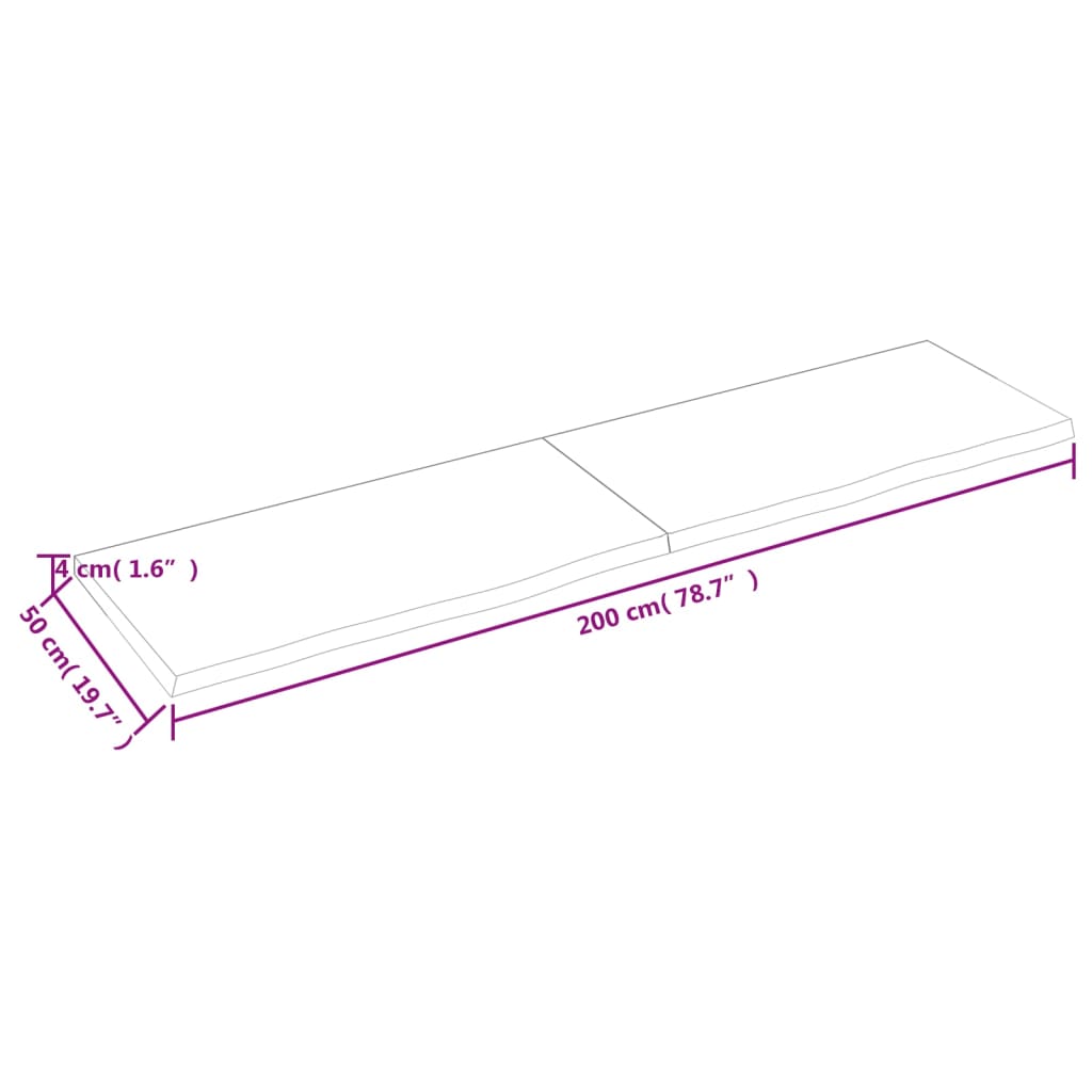 vidaXL Kúpeľňová doska bledohnedá 200x50x(2-4) cm ošetrený masív