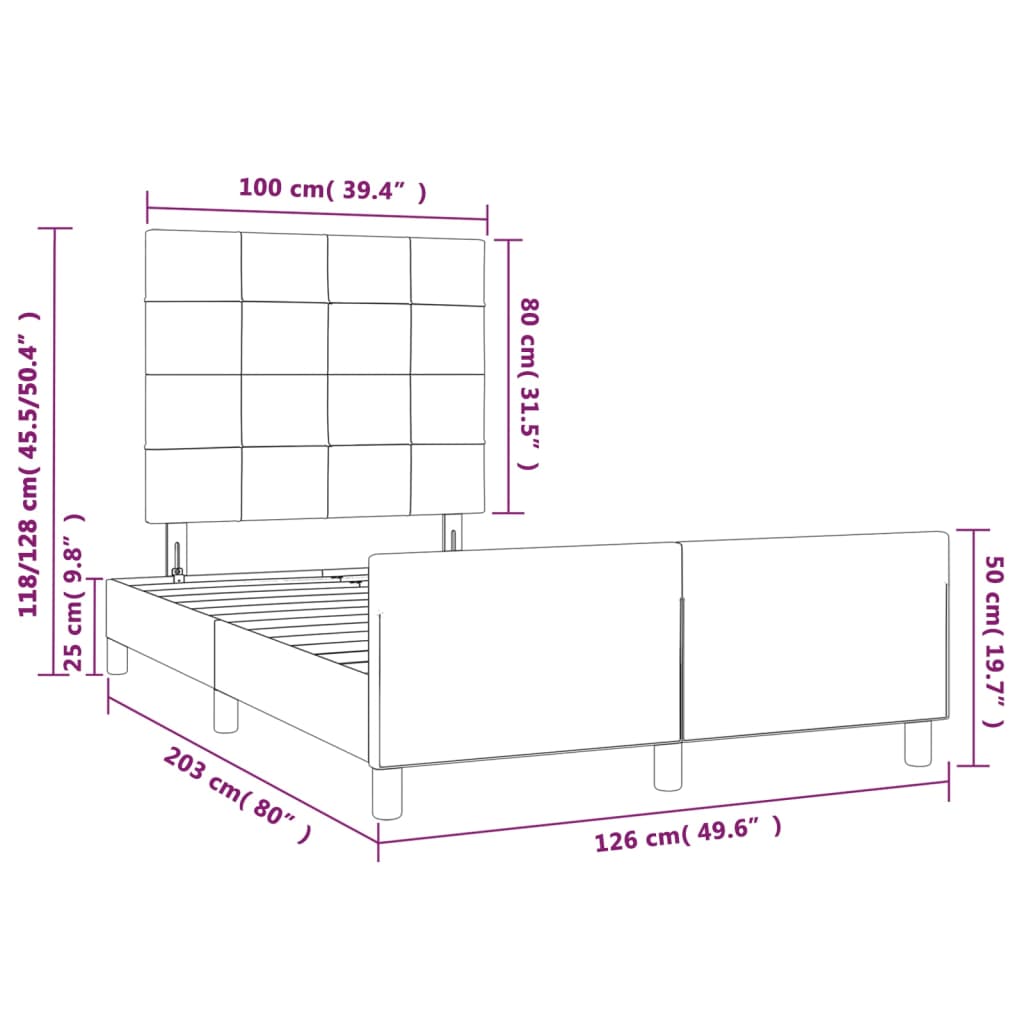 vidaXL Rám postele s čelom ružový 120x200 cm zamat