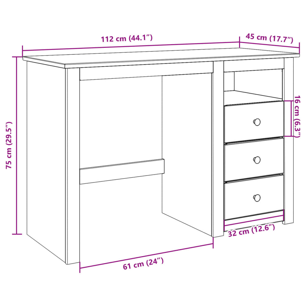 vidaXL Stôl Panama 112x45x75 cm borovicový masív