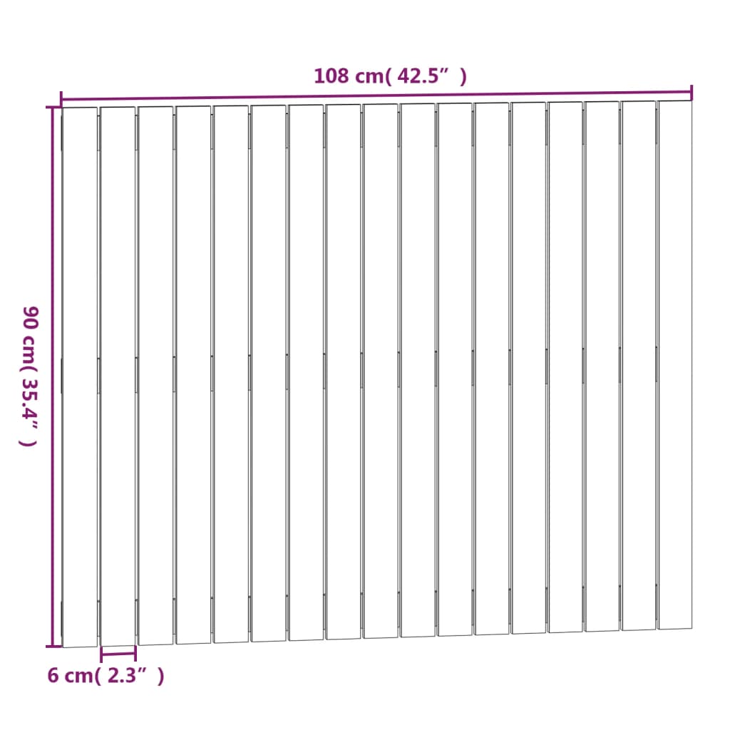 vidaXL Nástenné čelo postele sivé 108x3x90 cm masívna borovica