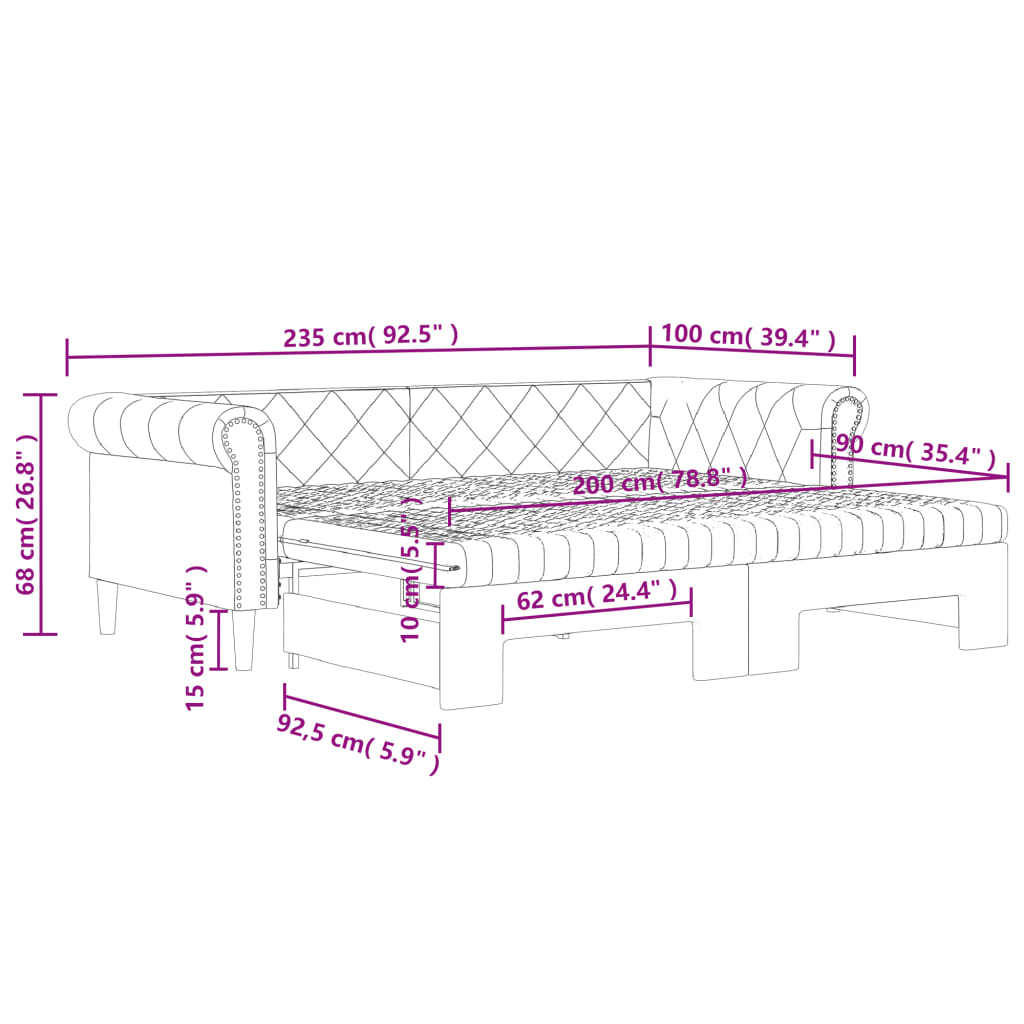 vidaXL Rozkladacia denná posteľ s matracmi čierna 90x200 cm umelá koža